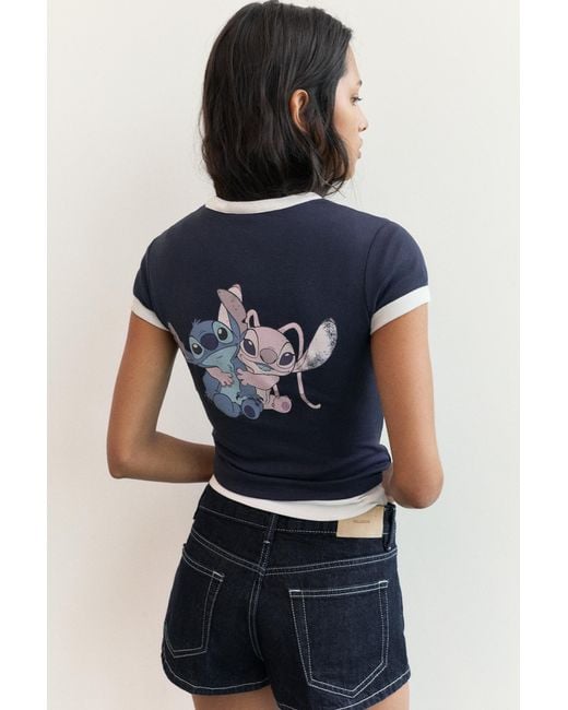 Pull&Bear Blue Lilo & Stitch Regular Fit T-Shirt