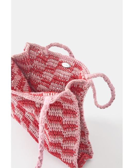 Pull&Bear Pink Crochet Shoulder Bag