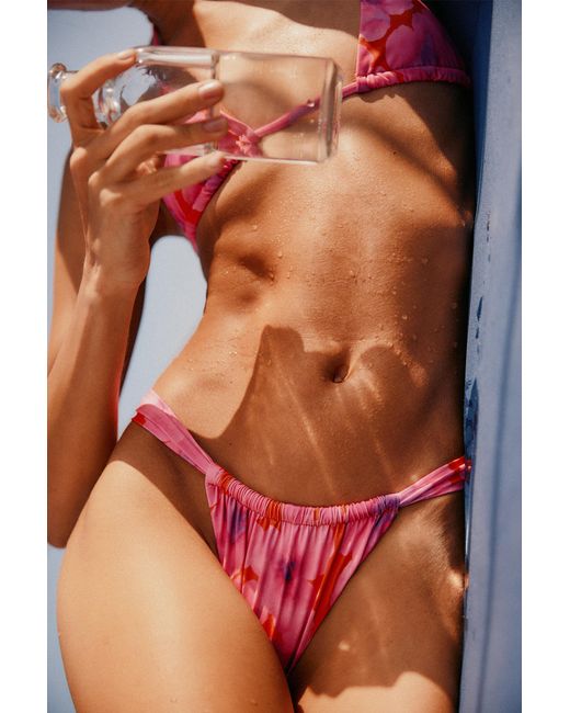 Pull&Bear Gathered Floral Bikini Bottoms