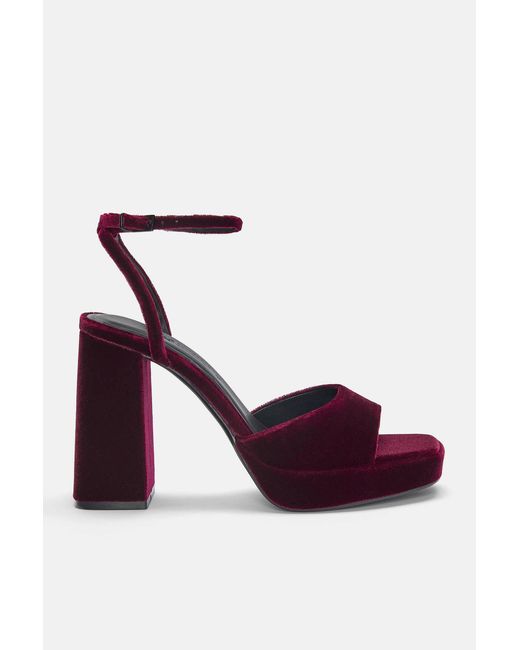 Pull&Bear Multicolor Velvet Platform High-Heel Sandals