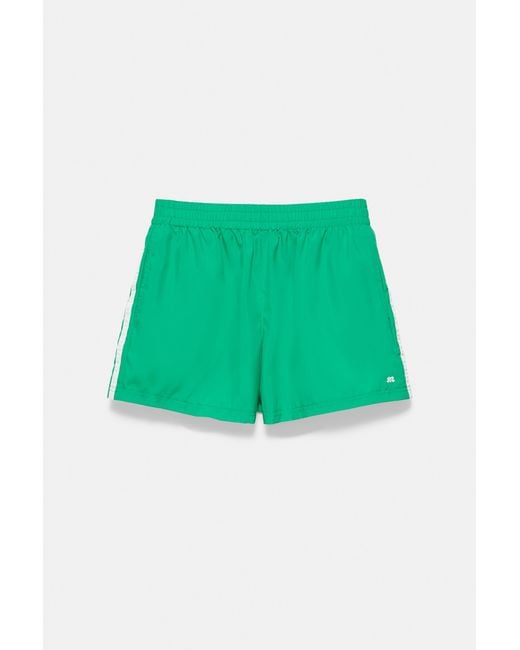 Pull&Bear Sportieve Bermuda Met Zijstrepen in het Green