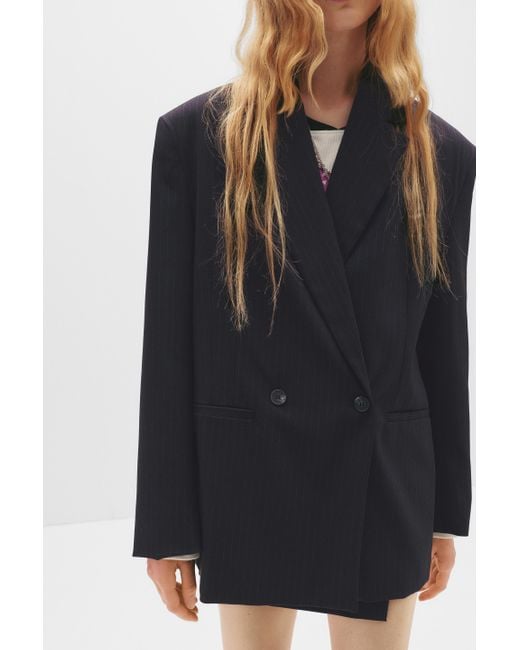 Pull&Bear Blue Oversize-Blazer Nadelstreifen