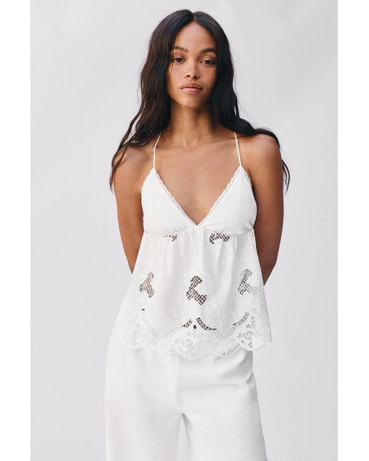 Pull&Bear Natural Swiss Embroidery Top