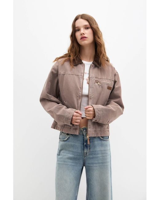 Pull&Bear Multicolor Jacket With Corduroy Collar