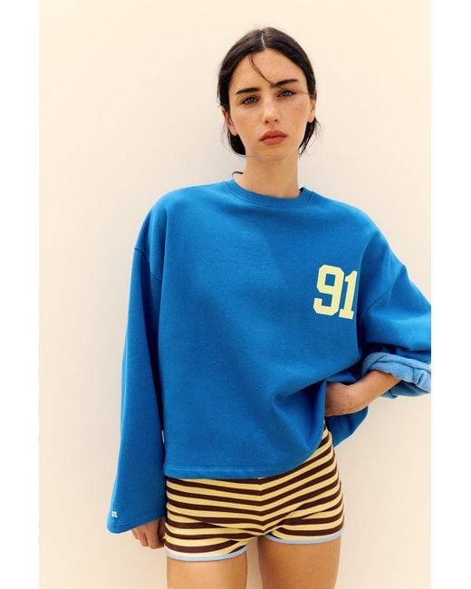 Pull&Bear Sweater Met Print in het Blue