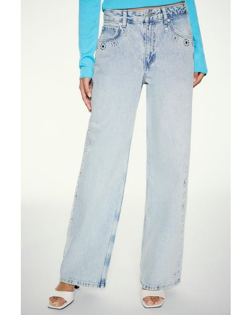 Pull&Bear Blue Studded Baggy Jeans