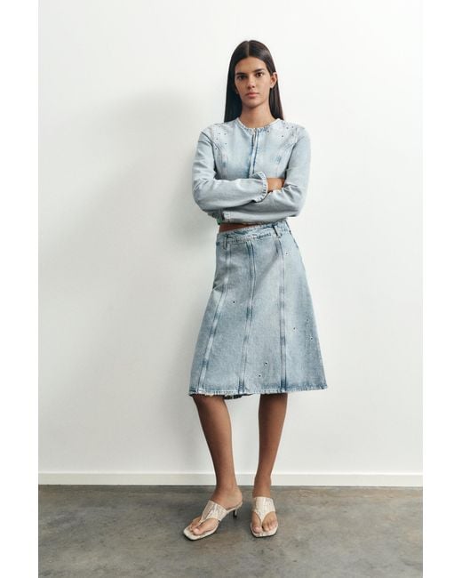 Veste Denim Œillets Pull&Bear en coloris Blue