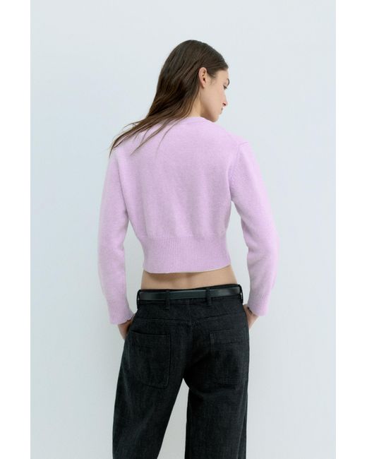 Pull&Bear Purple Short Buttoned Cardigan
