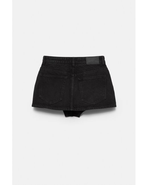 Pull&Bear Red Cross-Waist Denim Skort