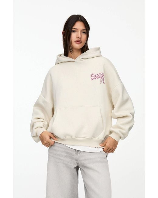Pull&Bear Natural Stwd Hoodie With Bow