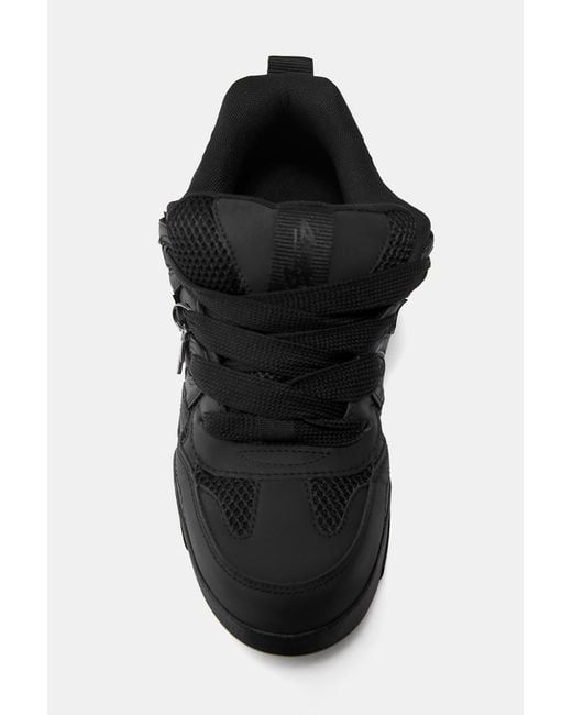 Pull&Bear Black Stwd Embellished Skate Trainers for men