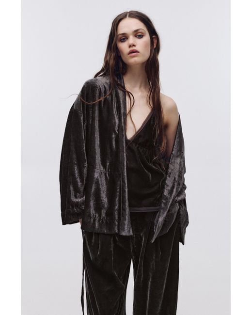 Pull&Bear Black Velvet Kimono