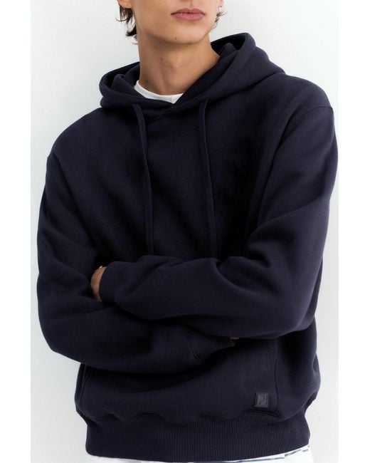 Pull&Bear Blue Basic Hooded Sweatshirt for men