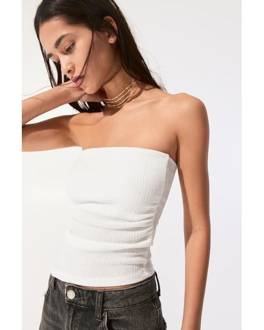 Pull&Bear White Asymmetric Bandeau Top