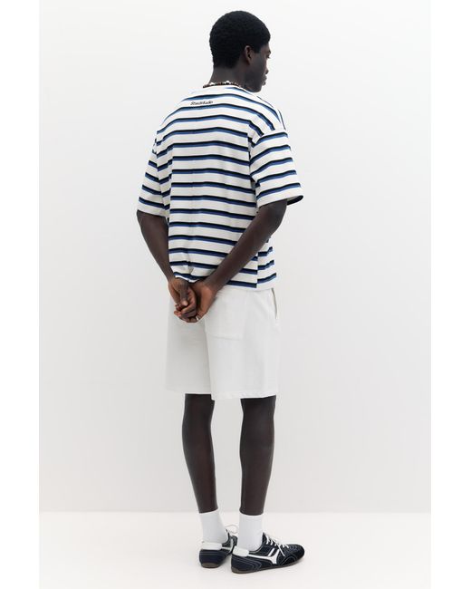 Pull&Bear White Logo Bermuda Sweatpants for men