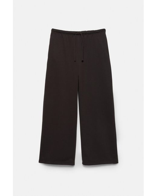 Pull&Bear Black Wide-Leg Tracksuit Bottoms With Adjustable Hem