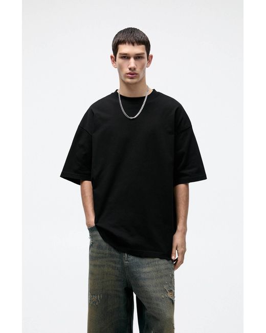 Pull&Bear Black Oversize Short Sleeve T-Shirt for men