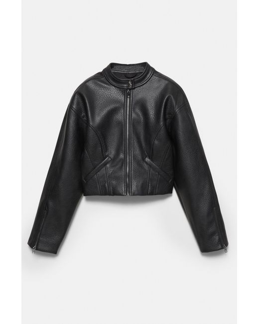 Pull&Bear Black Faux Leather Biker Jacket