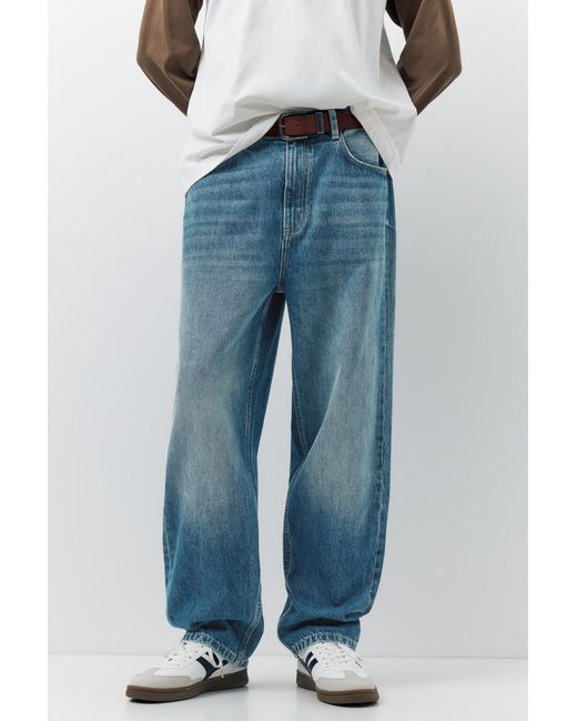 Pull&Bear Blue Baggy Jeans for men