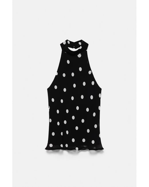 Pull&Bear White Polka Dot Halter Top