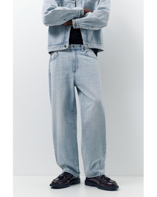 Pull&Bear Blue Baggy Jeans for men