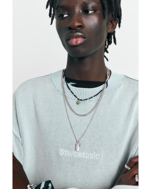 Pull&Bear White Stwd Studio Embroidered Jumper for men