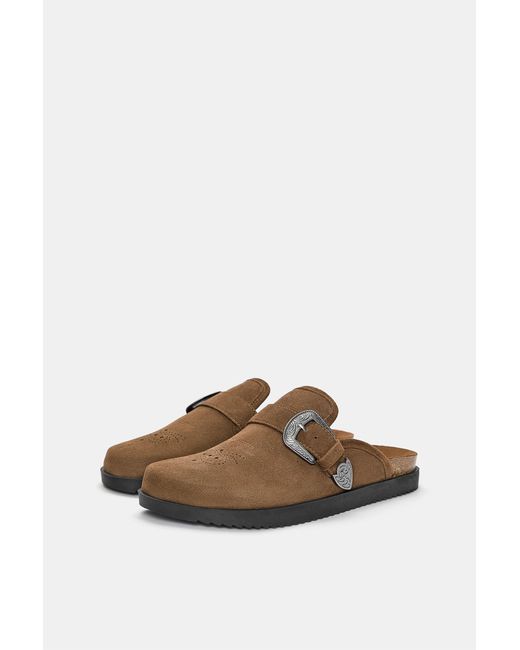 Pull&Bear Leder-Clogs Mit Schnalle in Brown für Herren