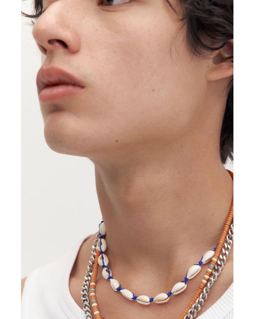 Pull&Bear White 3-Pack Of Shell And Bead Necklaces for men