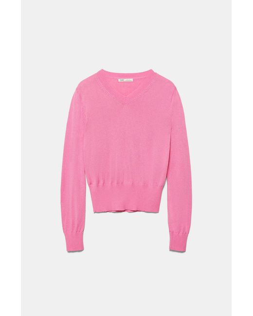 Pull&Bear Pink V-Neck Jumper