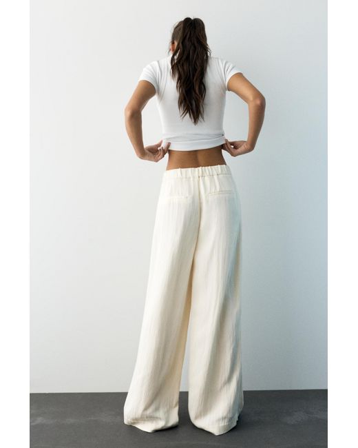 Pull&Bear White Darted Smart Trousers