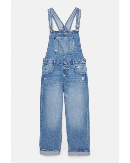 Pull&Bear Blue Long Denim Overalls