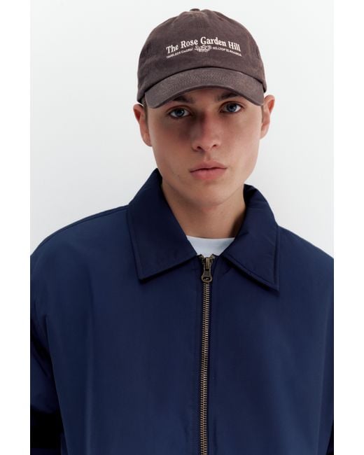 Pull&Bear Blue Bomber Jacket With Shirt Collar for men