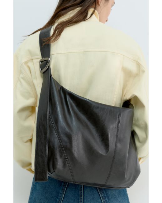 Pull&Bear Black Maxi Crossbody Shopper Bag