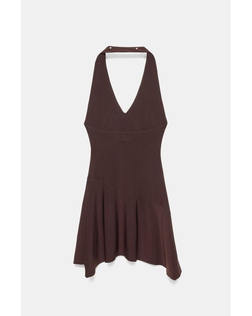 Pull&Bear Brown Short Studded Halter Dress
