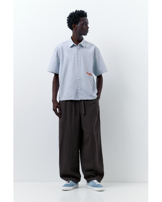 Pull&Bear Blue Linen Blend Jogger Trousers for men