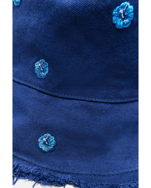 Pull&Bear Blue Bucket Hat Mit Hibiskusblüten