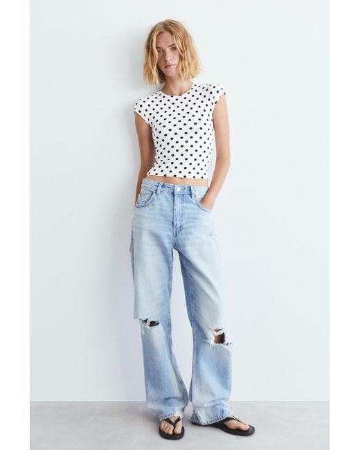 Pull&Bear Blue Fitted Short Sleeve T-Shirt