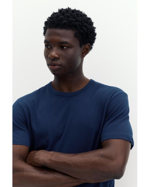 Pull&Bear Blue Slim Fit Basic T-Shirt for men