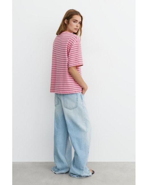 Pull&Bear Red Oversize Short Sleeve T-Shirt