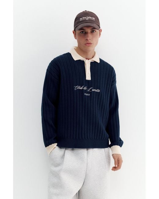 Pull Col Polo Pull&Bear pour homme en coloris Blue