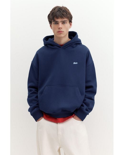 Pull&Bear Blue Stwd Boxy-Fit Hoodie for men