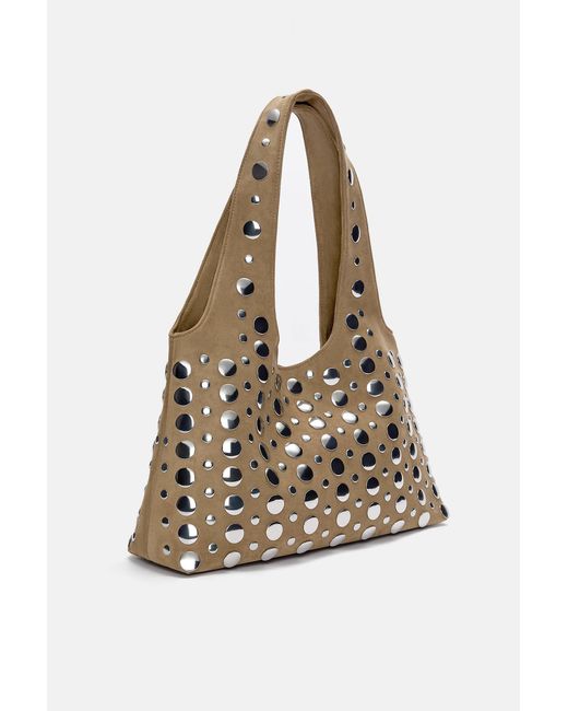 Pull&Bear Natural Shopper-Tasche Mit Nieten