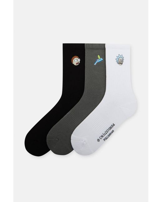 Pull&Bear Black Pack Of Rick And Morty Socks for men