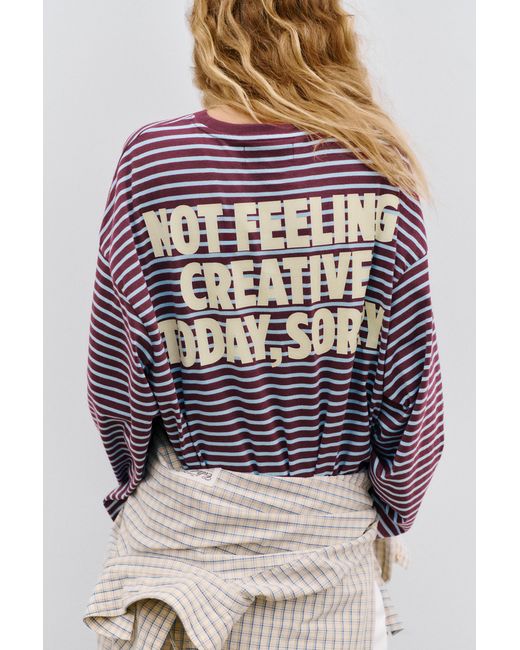 Pull&Bear Multicolor Striped Text T-Shirt