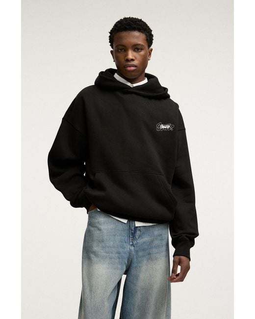 Pull&Bear Black Stwd Logo Hoodie for men