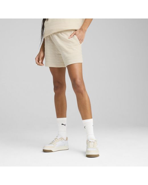 Shorts De Tiro Alto Ess Elevated Structurojo 5" Para Mujer, Alpine Snow PUMA de color White