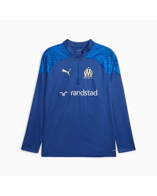 PUMA Blue Olympique De Marseille Football Training Quarter-zip Shirt for men
