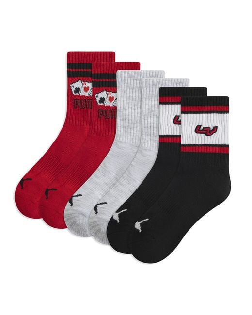 PUMA Red 3 Pack 1/2 Terry Low Cre
