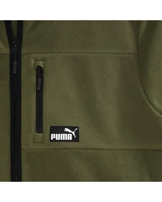 PUMA Green Polar Fleece Color Blocked Jacket for men