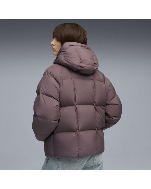 PUMA Brown Daunen-Pufferjacke Mit Kapuze Damen, Kleidung, Raisin